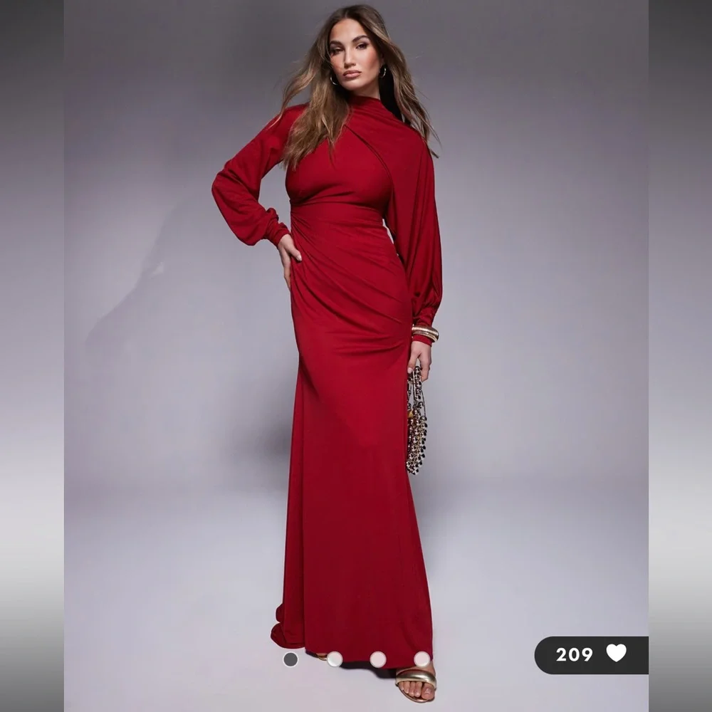 ASOS Design Elegant Burgundy Maxi Dress - Picture 1 of 7
